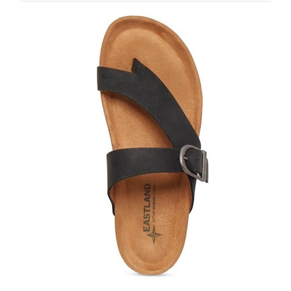 Women Slide Sandal Thong Nubuck Active Memory Foam Black Size 10 Eastland